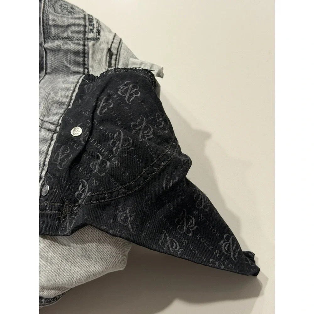 Rock & Republic Twister Jeans Mens 36 Gray Distressed Bootcut Vintage Denim